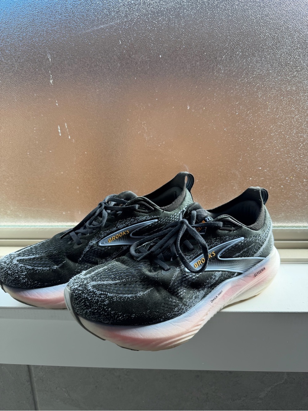 Brooks Women's Black Running Shoes with Pink Sole Accents
